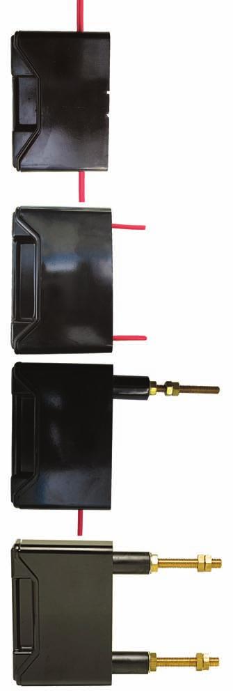 Sec157_RMD 8/6/06 4:36 PM Page 14 Redspot Fuse Holders BS88 20-400A Holder for bolt-in fuses Styles: Panel Mount Black and White models 4 configurations Reference: Fuse Fittings H type BW type PH