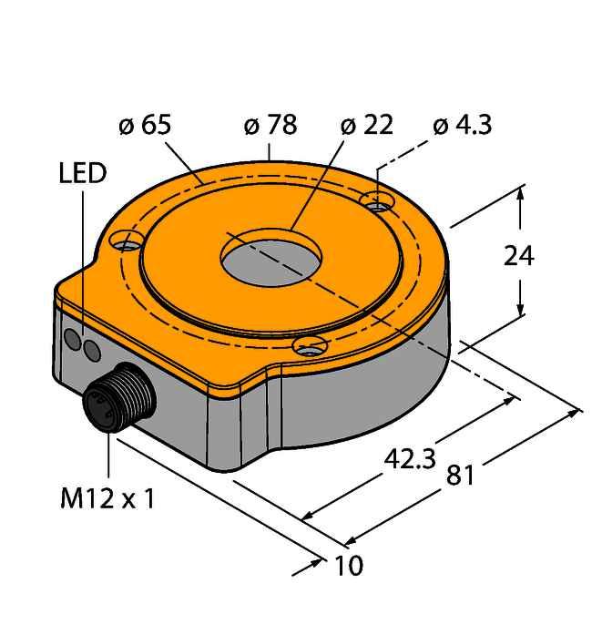 RI360P0-QR24M0- INCRX2-H1181 Contactless Encoder Incremental Features Compact, rugged housing Many mounting possibilities Status displayed via LED Immune to electromagnetic interference 1024 pulses