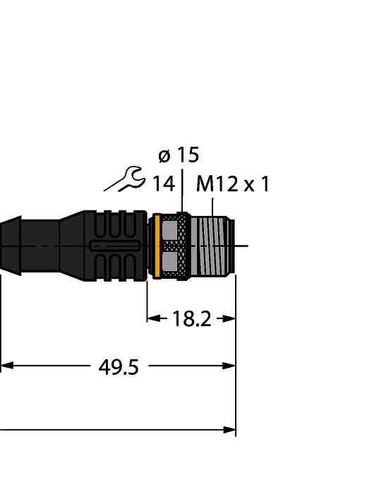 unit; female M12, straight, 8-pin on male M12, straigth, 3-pin; cable length: 1.