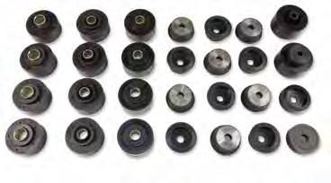 1973-77 Body Bushings Complete 28 piece body bushing kit constructed out of rubber with steel inserts.