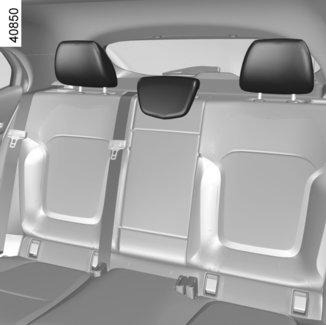 REAR HEADRESTS (1/2) A B 1 Position for using the central headrest A Raise the headrest as far as possible to use it in the high position. Check that it is correctly locked.