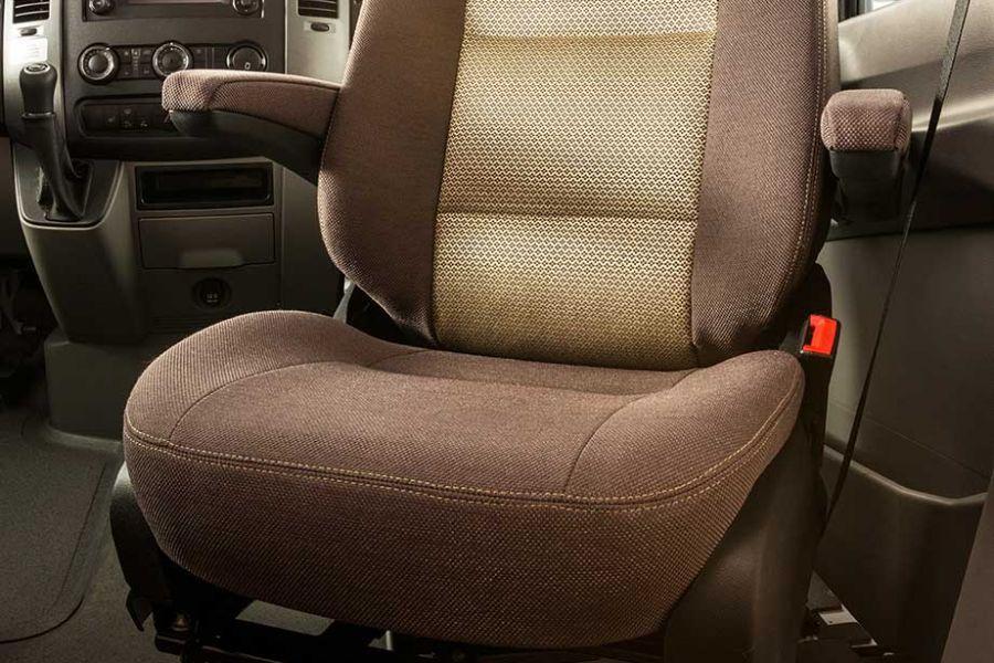 Rotatable driver s cabin seats with seat heating for driver and passenger seats The driver and passenger seats, which are covered completely in