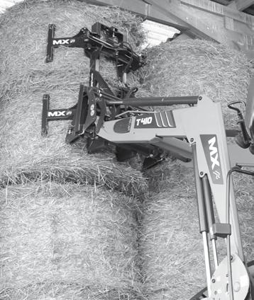 50m) Handle 2 round bales or 3 square bales at the same time Manubal W500 5 bales for all makes of front loaders equal MX T410 power or higher For round bales of Ø 0.90 to Ø 1.