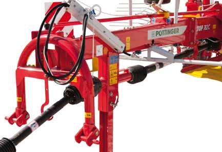 Compact mounting Hose holders PTO shaft holder The attachment is made by using a pipe strap, which allows for a 73 degree steering angle.