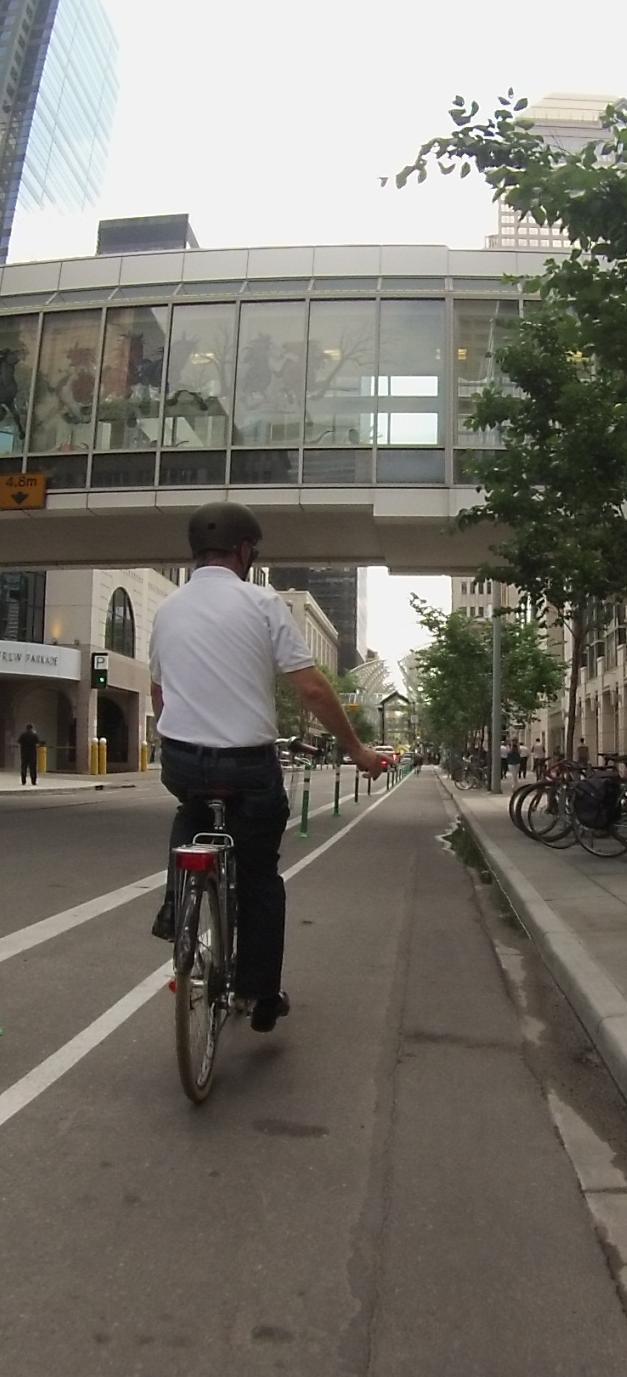 downtown streets Two-way cycle track