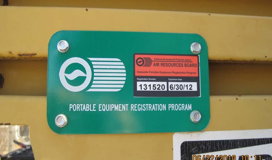 Portable Equipment Registration Program All registered engines and equipment units