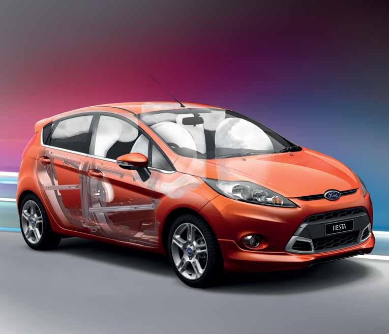 For greater all round strength and protection, the Fiesta s high-strength steel passenger safety cell greatly reduces intrusion into the passenger space,