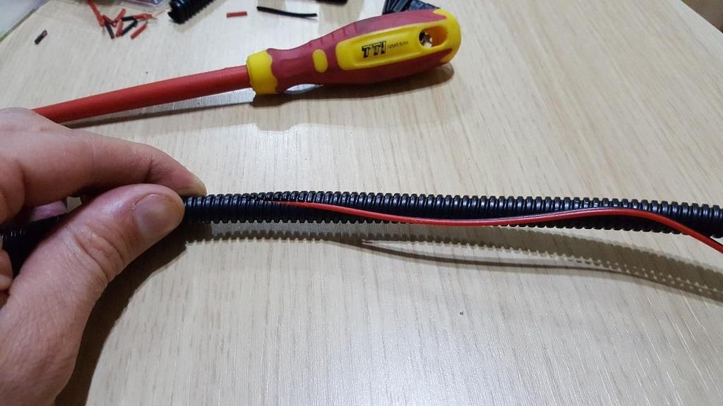 strip the wires and crimp 12v connections at the ends.