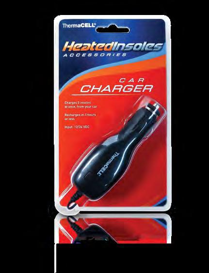 Rechargeable Battery Regulated Heater REMOVABLE BATTERY Keep a spare set of cushioned batteries charged for all-day