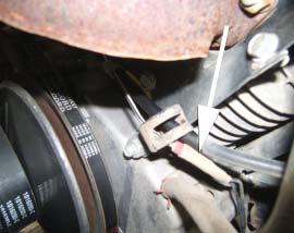 Figure 14 Note: In order to get the Crankshaft Pulley hubs to clear the frame, it may be necessary to unbolt the Engine Drop Bracket from the front of the engine tray, remove it, and lower the engine