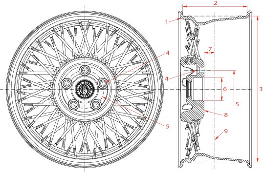 DEFINITIONS Standard: Center lock wire wheel with steel rim Record: Center lock wire wheel with light alloy rim Bolt-on: special wheel (type S) with direct mounting (wheel bolts) Transfer Kit: