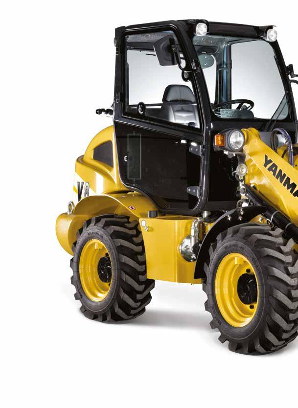YANMAR WHEEL LOADER THE TOOLCARRIER RIGID AND STRAIGHT ARTICULATION For improved reliability, for improved stability. Front and rear wheels follow the same track. No damage of lawn and pavements.