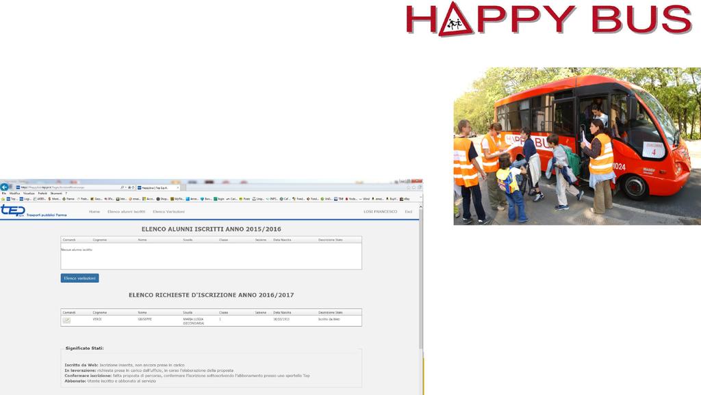 Public transport School service «Happybus» school service (51 schools, 1346 users, 565.