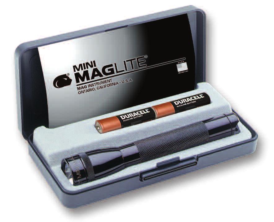 PRODUCT DETAIL INFORMATION FOR BLISTER PACKS: AA Standard Package Includes: Mini Maglite 2-cell AA Flashlight & two AA-cell premium alkaline batteries.