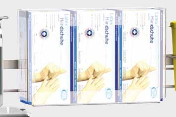 accessories FOr px patient care Vertically mounted glove dispenser of high-grade plastic, Carton size max. 50 x 10 x 90.