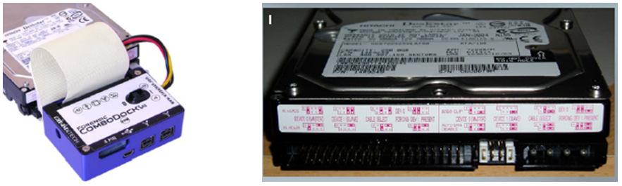 Tipovi hardverskih blokatora Poređenje IDE i SATA diskova prikazano je na slici 27. Dva SATA diska od 2,5 inča iznad jednog IDE diska od 3,5 inča.