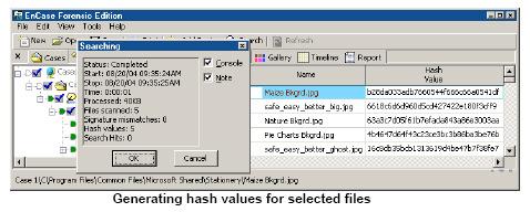 Slika 54 Generisanje heš vrednosti za izabrane fajlove Proces oporavka podataka: Disk se uglavnom formatira, na neki od postojećih načina, radi brisanja podataka.