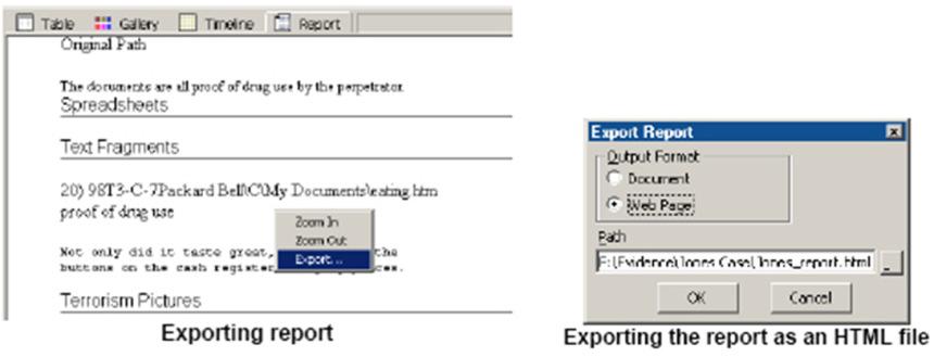 Slika 58 Eksportovanje izveštaja u EnCase alatu U zavisnosti od željenog formata, u narednom prozoru, treba izabrati odgovarajuću opciju.