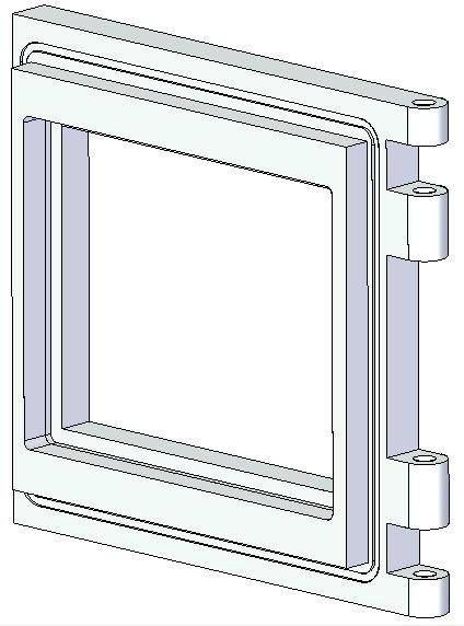 28 Figure 4.6 New Perspex window mounting system The door was designed to have the largest possible Perspex window, which under the expected test pressures would not bend significantly.