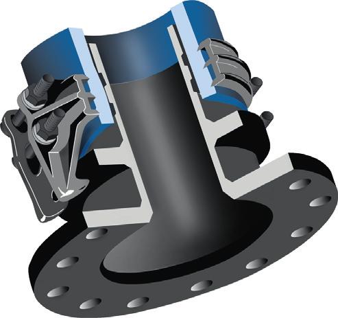 AquaGrip Flange Adaptor 225mm to 1600mm Product Design Benefits Exceptional End Restraint Uniquely designed clamp locks onto the anchoring shoulder, providing maximum end load restraint.