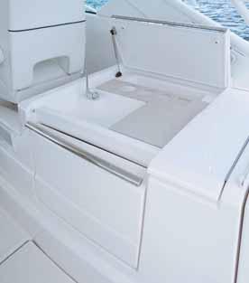 Access to/from the large foredeck is safe and easy, with molded-in cockpit steps, wide deck walkways, and