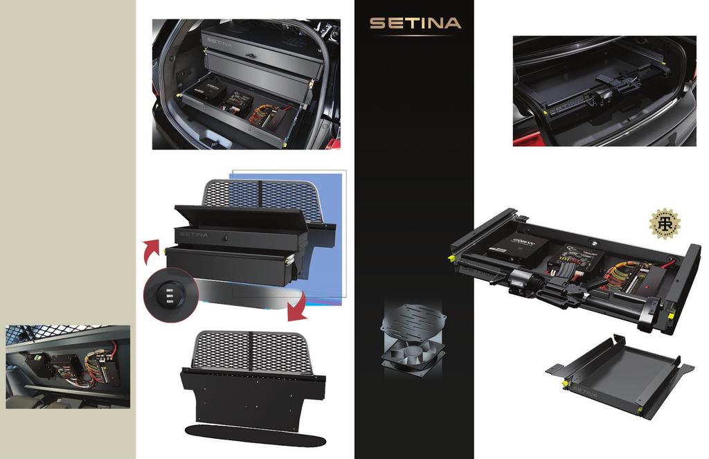 NEW! CARGO TRUNK TRAY NEW MODULAR TRUNK TRAY WEAPONS SYSTEM Setina s new Cargo and Weapon Storage System provides law enforcement a superior solution for rear cargo area equipment storage.