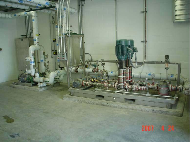 pumps (left) located inside the pump house adjacent to the urea