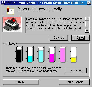 EPSON Stylus Photo R300/R310 Printer status Maintenance LED indication Table 1-3.