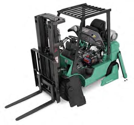 Cool And Quiet: The forklift s fan and radiator system is equipped with a horizontal cross flow cooling system to help keep the engine cool and functioning at peak performance.