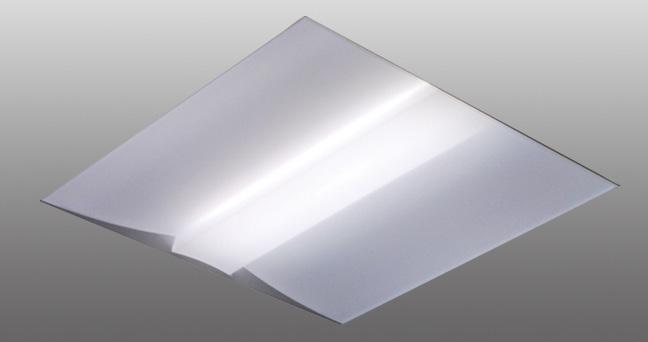 Shielding LUCEN 2x2 Single piece extruded diffuse lens with convex wings and articulated center spine Fully luminous housing with optimal glare control Highly reflective white reflectors maintain