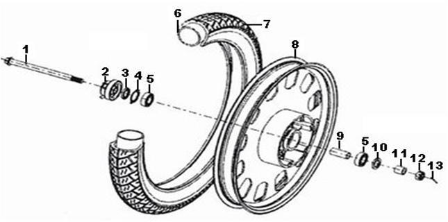 Page 6 of 23 Front Wheel 001 BV250-171 FRONT WHEEL AXLE 1 002 BV250-172 GEAR BOX 1 003 BV250-173 OIL SEAL A 1 004 BV250-174 TRANSMISSION PIECE 1 005 BV250-175 BEARING 63027 2 006 BV250-176 FR.