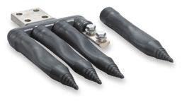 Aluminum Flood-Seal TM 125 Series Transformer Spade Connectors For deadfront padmount transformers with 4-hole NEMA spade secondary bushings Ensure cooler operating, more reliable joints Use with
