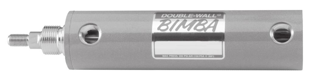 Bimba Double-Wall Cylinders Double-Wall Front Nose Mounting (in.) Single End Rod 2.00 (DWN-170) 2.34 (DWN-310).67.53 4.70 + STROKE 1.76 1.61.89 3/8 NPT (2).19 CUSHION SCREW (2) 1.055/1.059 DIA.