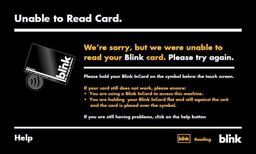 Use the Blink Charger To begin, hold a Blink InCard to the reader symbol below the touch screen. Follow the on-screen instructions to authorize a charging session.