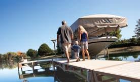 The optional non-skid boarding step provides safety when accessing your boat. Available in sand beige.