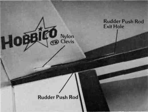 push rod Mount the rudder control horn so that it is on the center line of the hinge joint and pointing toward the push rod as shown Mark