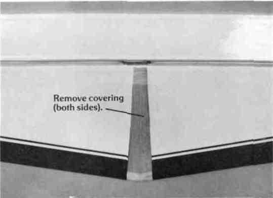 strip to the wing saddle area as shown Mark on the stabilizer where the fuselage and the stabilizer touch Do this on the top and the