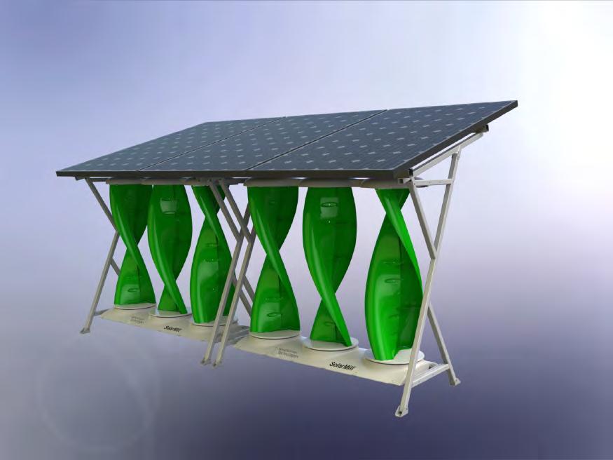 Hybrid Clean Energy Generation SOLARMILL : SM2-3P Performance Advantages Roof- Top Wind & Solar Hybrid Energy System. 24- hour power production capability. Higher power density per square foot.