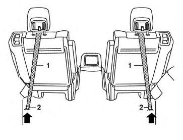 LRS2100 2nd row captain s chairs (if so equipped) 1. Top tether strap 2.