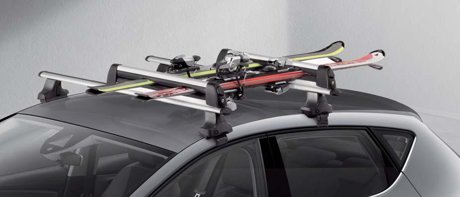 TRANSPORT Ski rack In aluminum with rubber supports.for 4/6 skis or 2/4 snowboards.