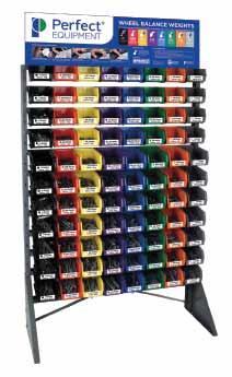 WHEEL WEIGHT ASSORTMENTS The CWW155 and CWW075 assortments include a bin and rack storage system that is color coded to match the cataloging and packaging.