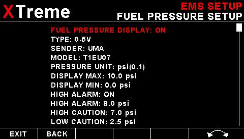 Page 31 FUEL PRESSURE SETUP: (MGL Avionics RDAC-XF / MAP Required) Select this menu item to setup the fuel pressure input.