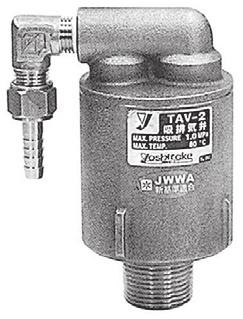 Air Vent Valve with Vacuum Breaker TAV-2 Features 1. Sucks in air promptly when pressure becomes negative in piping or tank, preventing back flow. 2.