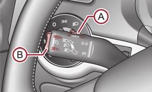 78 Starting-off and Driving The cruise control system must not, for safety reasons, be used in dense traffic or on unfavourable road surfaces (such as icy roads, slippery roads or loose chippings) -