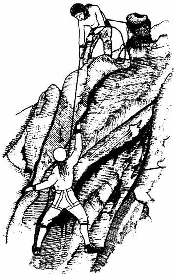 Q3. Mira and Susan are rock climbing. They are using a nylon climbing rope. Mira has fastened herself to the rock face and to one end of the rope. The other end of the rope is fastened to Susan.