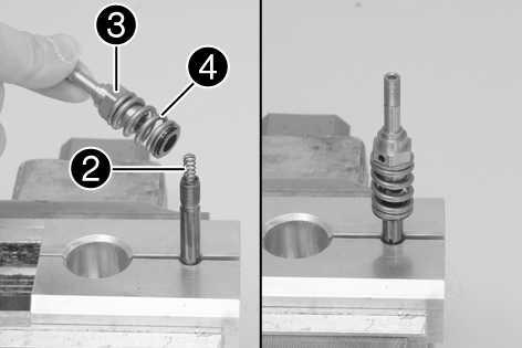 Degrease the piston rod. Clamp the piston rod with the special tool. Clamping stand (T14049S) ( p. 20) Lubricate the O-ring.