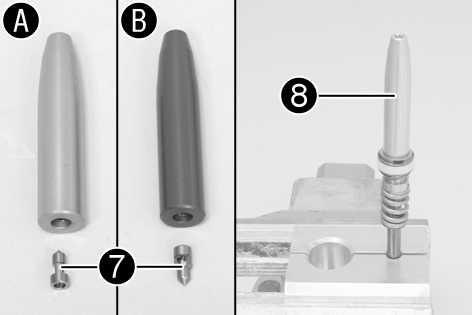 Position valve7in the hydrostop needle8. Mount and tighten the hydrostop needle. Hydrostop needle on piston rod M6x0.