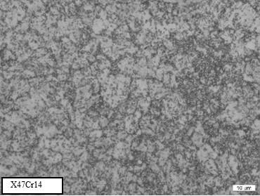 Microstructure of disc materials Figure 2. Microstructure of X47Cr14 ball material 2.