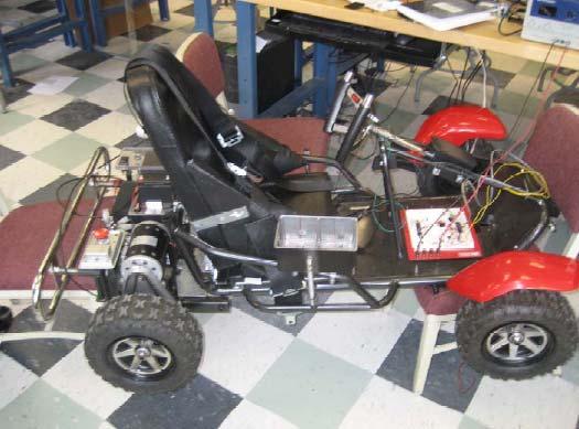 steering wheel supports from the stock kart are used in the final prototype, the mounting points for this device have been modified to allow for adjustment to meet the needs of the client.