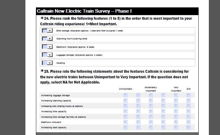 Online Survey: www.caltrain.